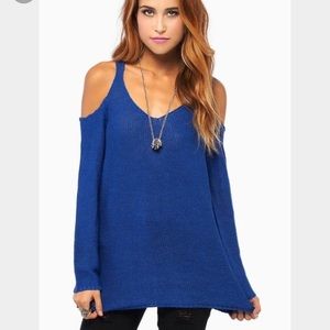 Cold Shoulder Tobi Royal Blue Sweater